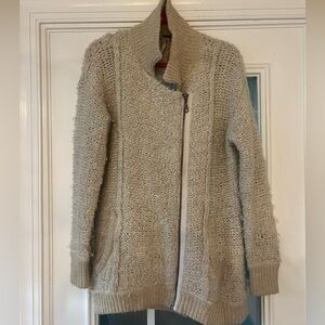 Free People Women’s Oatmeal Cream Boucle Knit Oversized Full Zip Jacket size XS